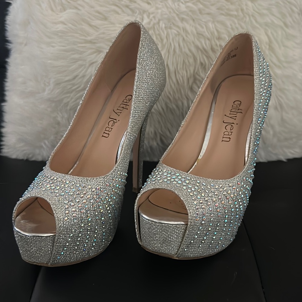 Silver studded heels